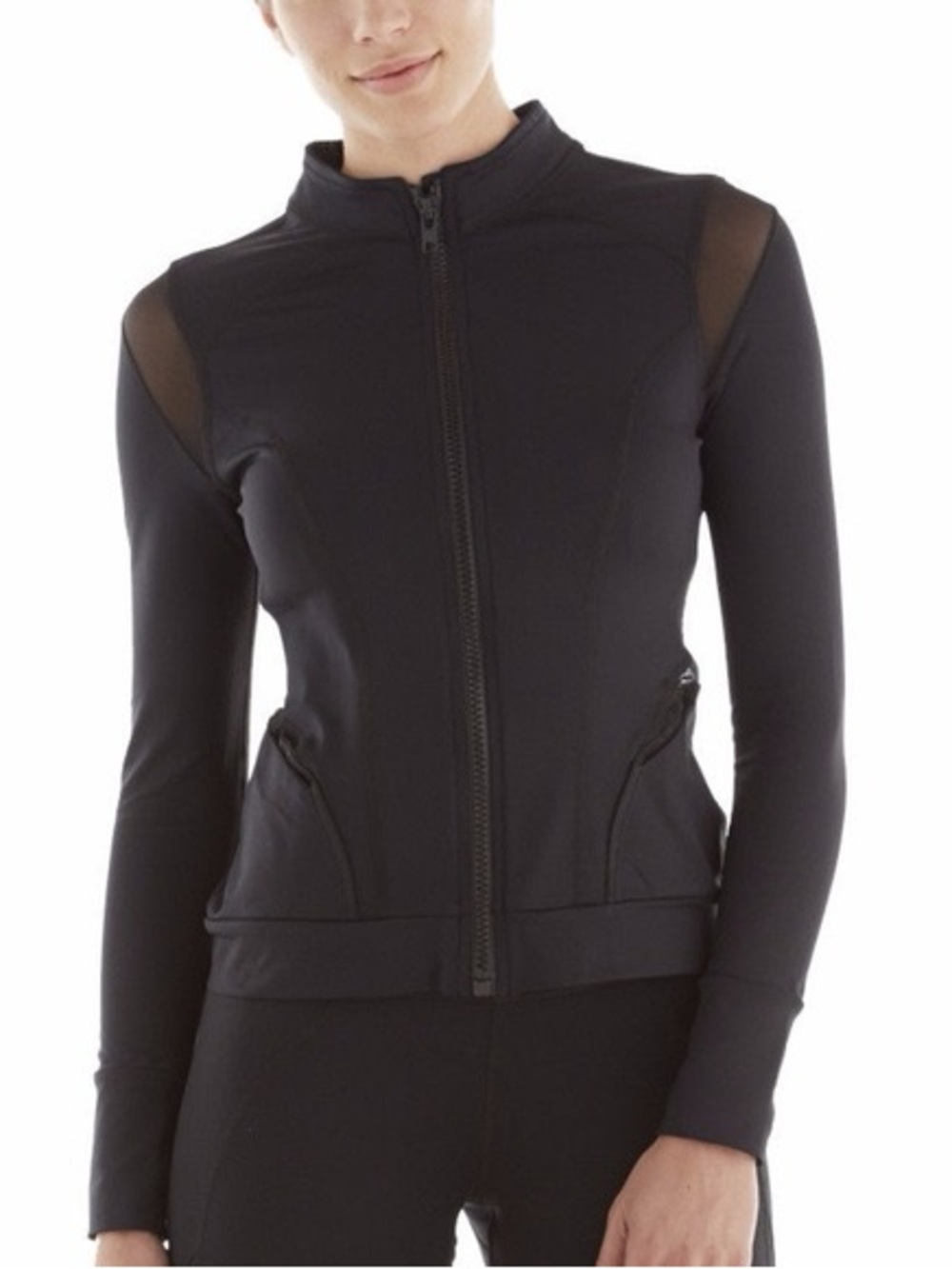 Michi Activewear Jacket Black Illusion Mesh Trim Athletic Medium M